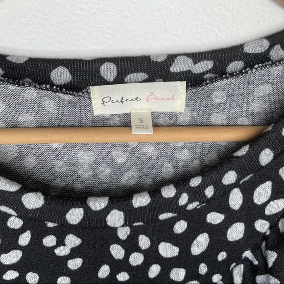 Perfect Peach Polka Dot Ruffle Crew Neck Sweater Size S - Picture 6 of 8